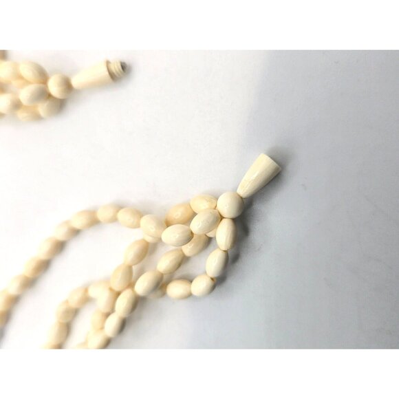 Deco 20's Twisted Pearl Beads of Red Agate, Amethyst, Blue Chancery and bone 17" - Picture 6 of 7